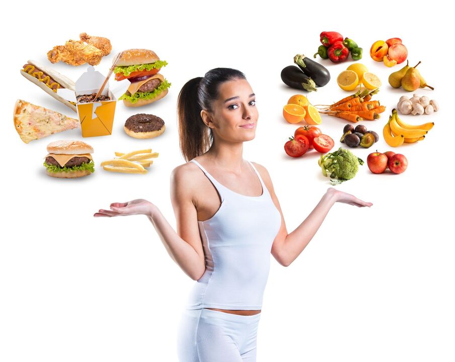 choice between healthy and unhealthy food